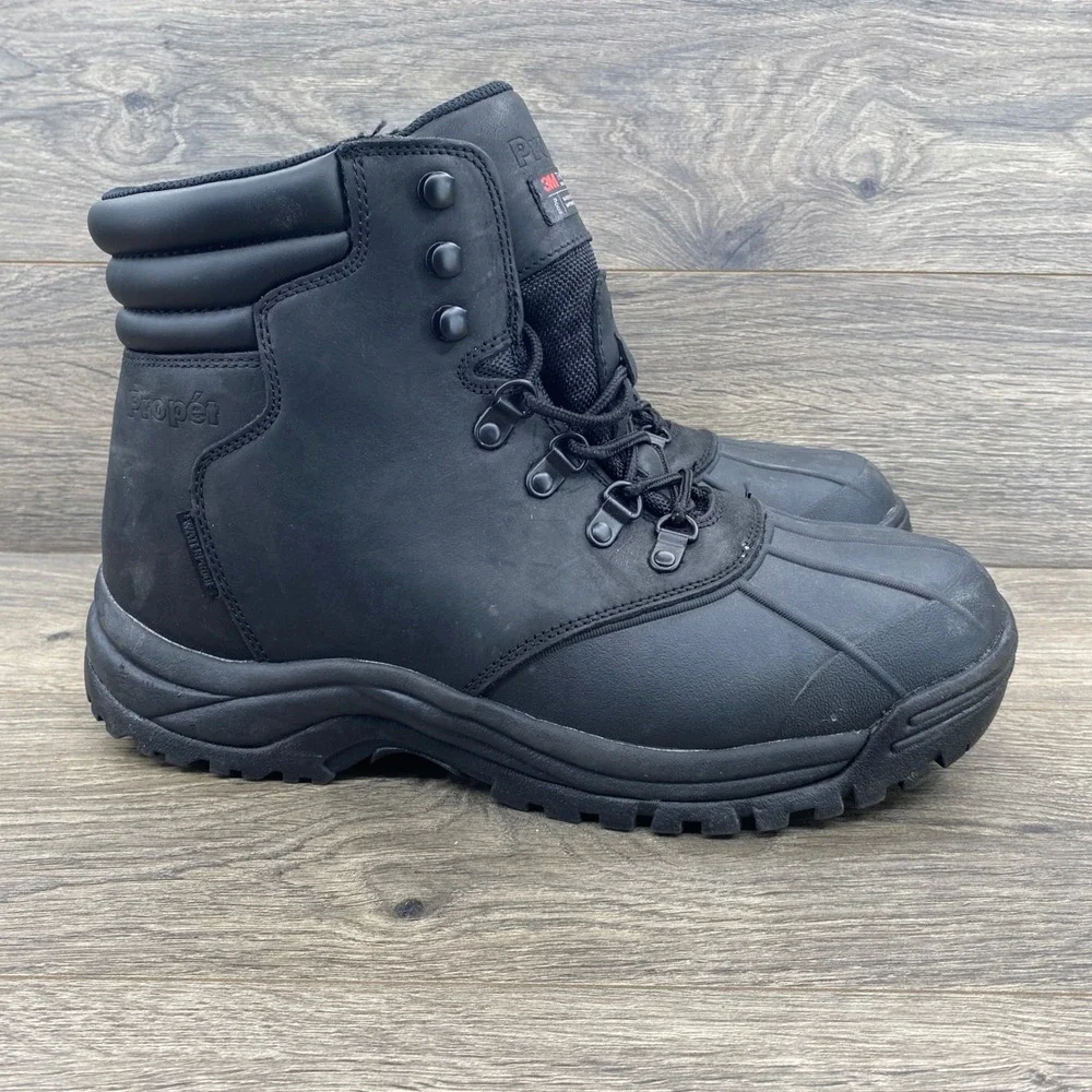 Propet Blizzard Mid Lace Boots Mens 12 XX Black Waterproof Thinsulate M3789